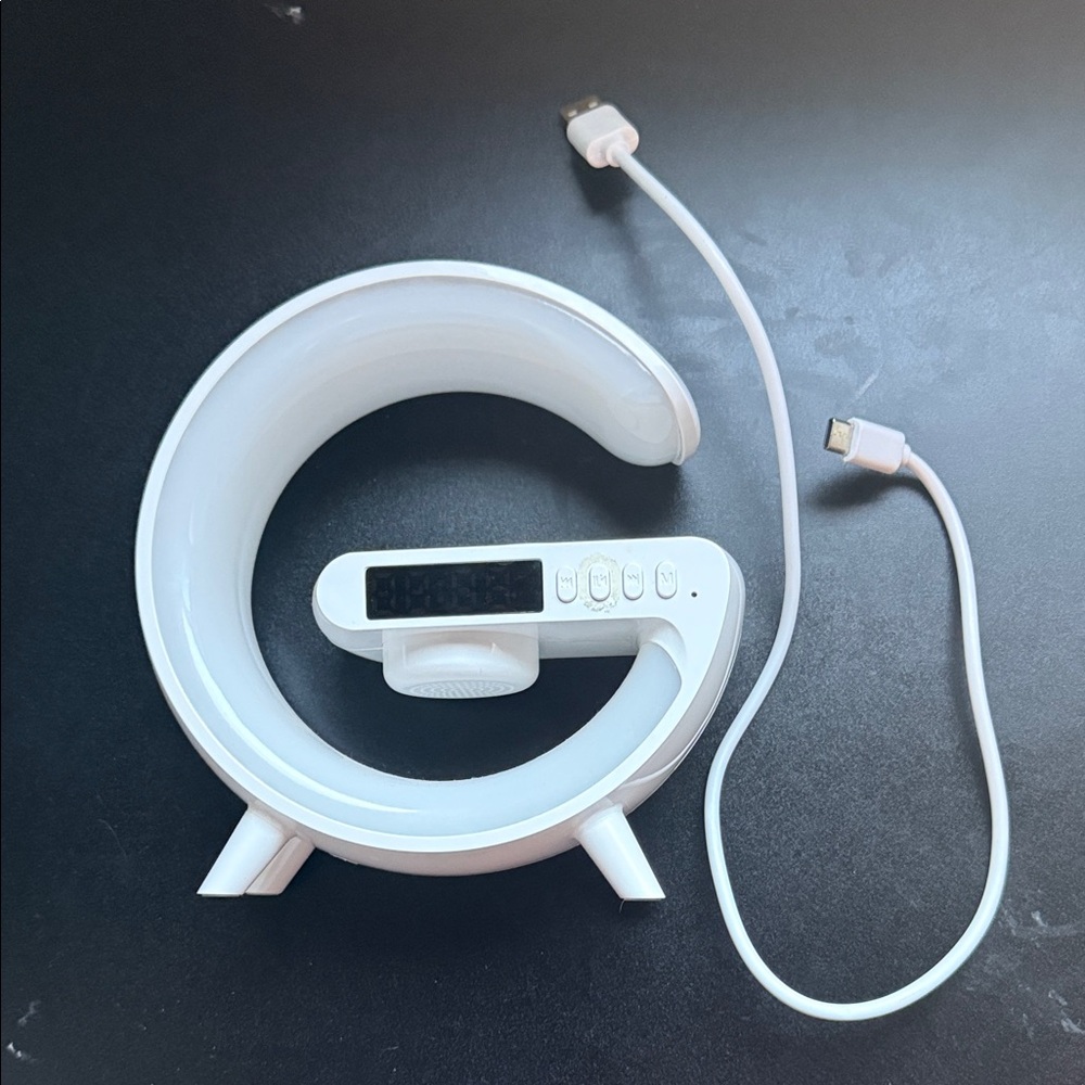 Wireless iPhone Charger Bluetooth LED Clock with USB Cable